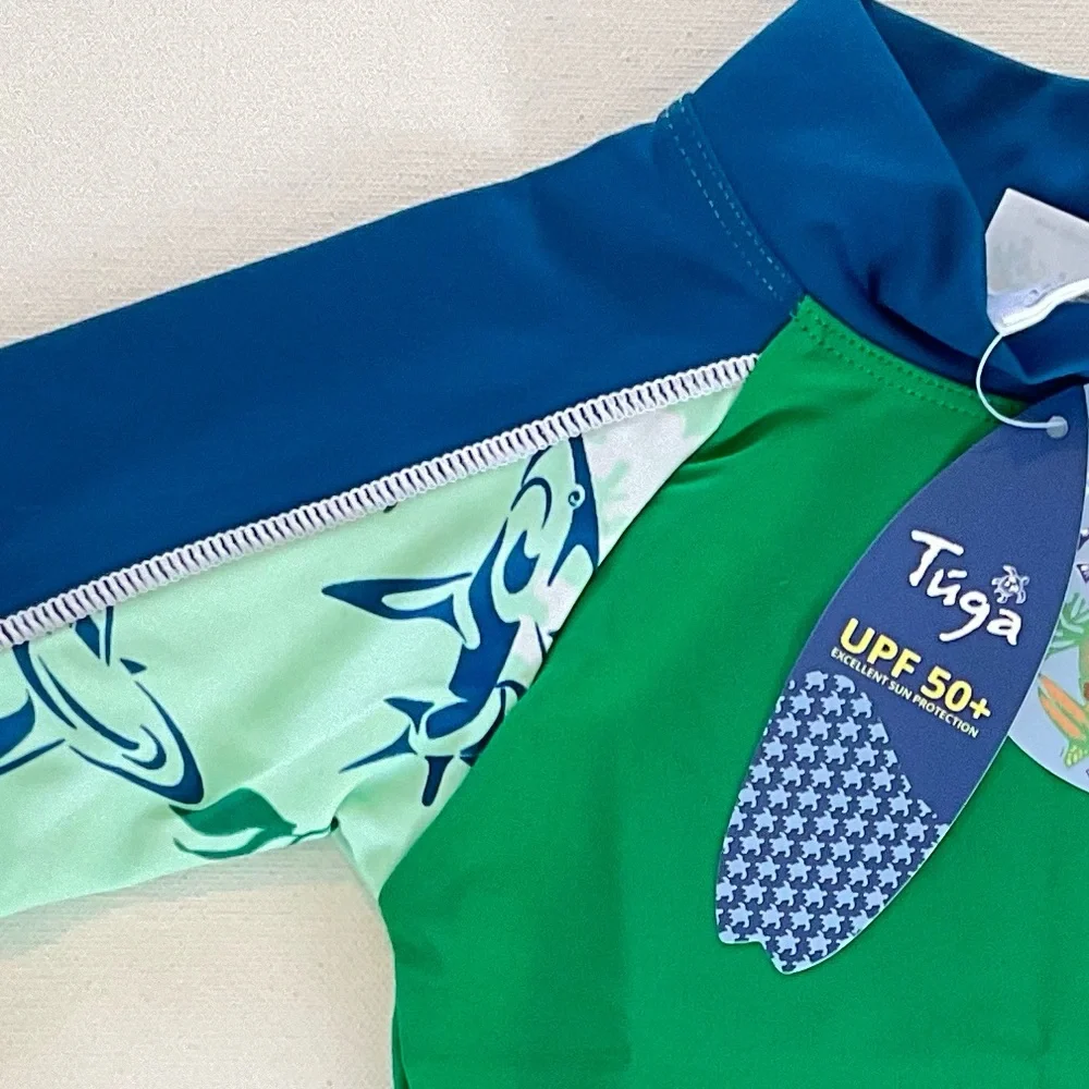 NWT Tuga Breaker Short Sleeve Rash Guard Sharks UPF 50+ Boys: 6-12M, 12-18M